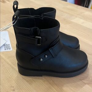 Zara black moto leather boots new with tags
